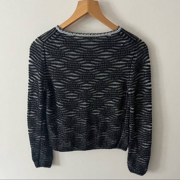 Maje Melodie Jacquard Metallic Open Knit Sweater / Size 1 / Small - Picture 7 of 13